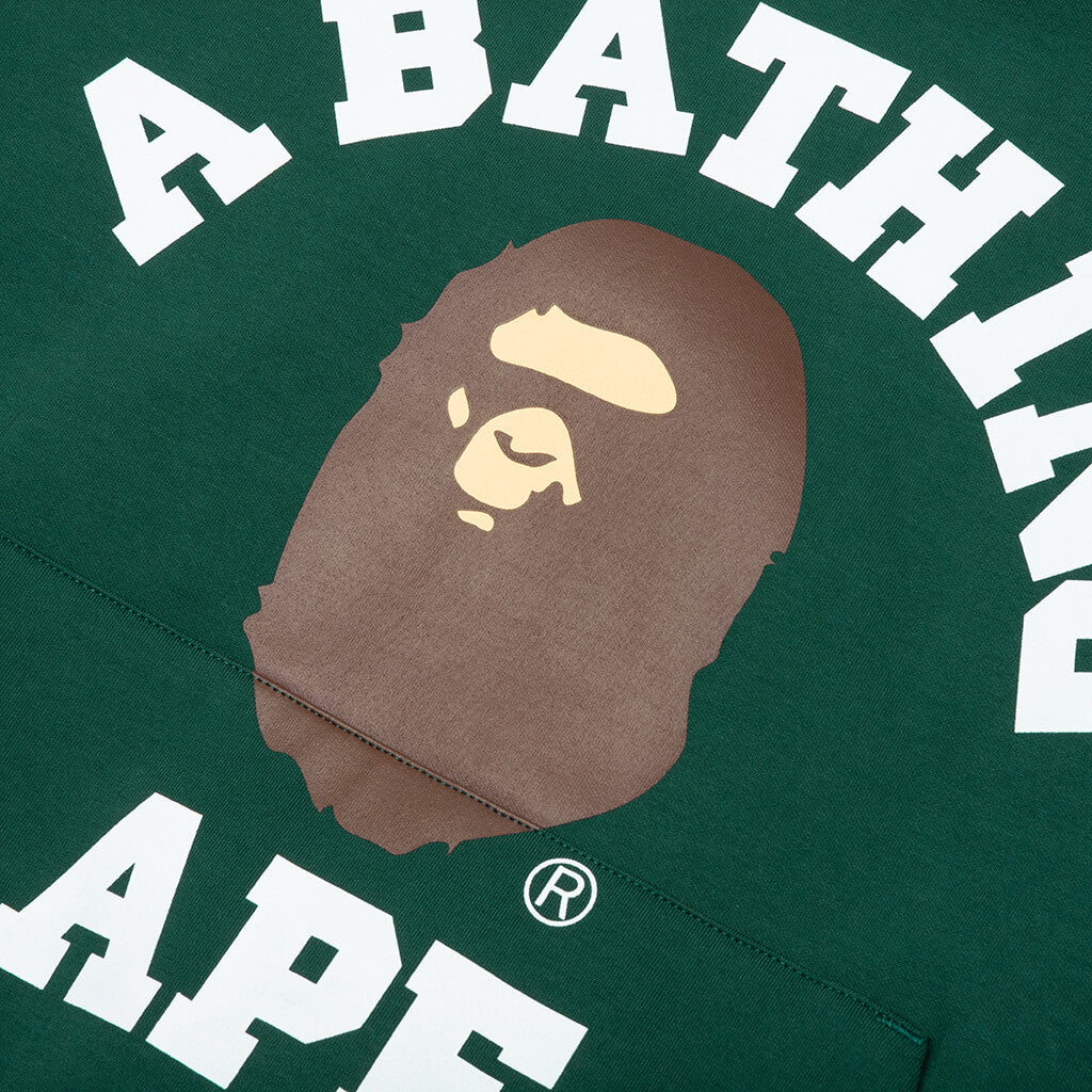 College Puffy Relaxed Fit Pullover Hoodie Green