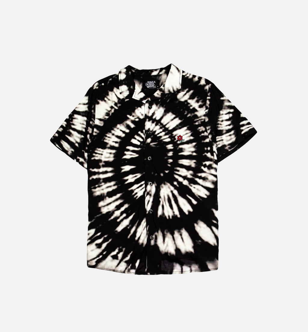 Nice Day Short Sleeve Shirt Tie Dye Black White
