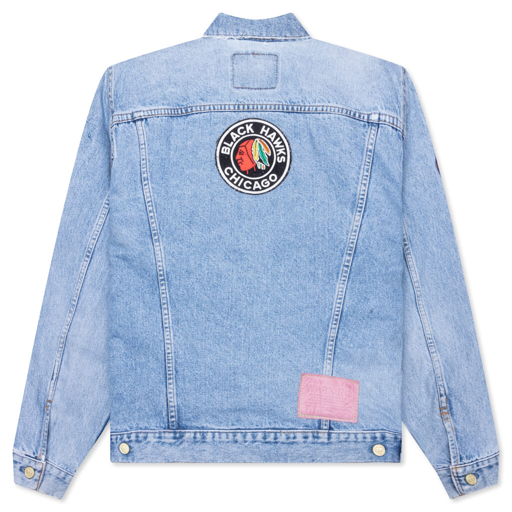 Charlatan Reversible Denim Baseball Jacket Indigo