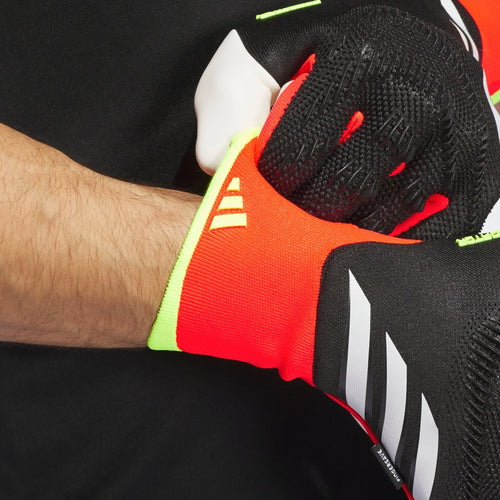 adidas Predator Pro Fingersave Goalkeeper Gloves Black Solar Red Yellow