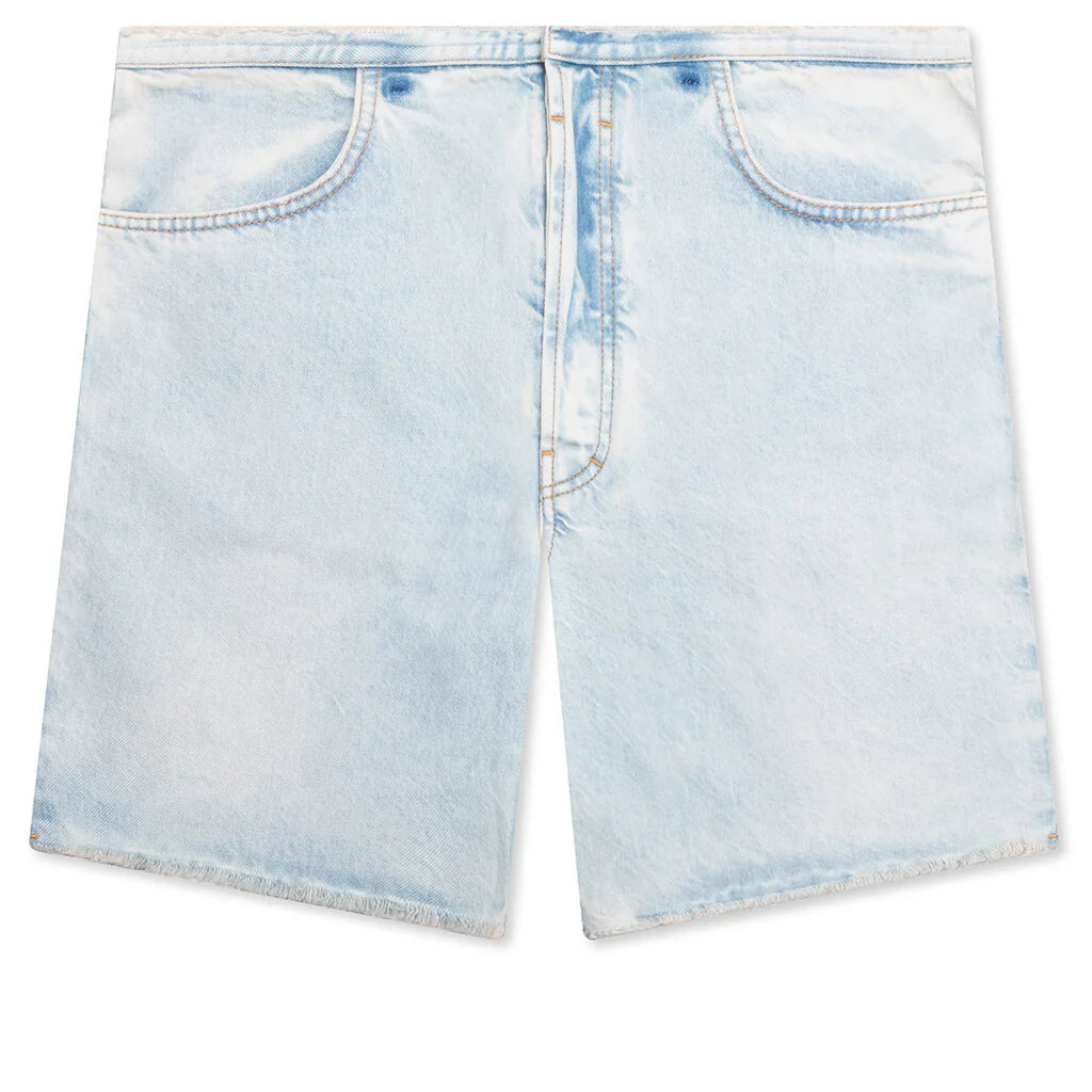 Cutted Belt Low Rise Denim Shorts Pale Blue