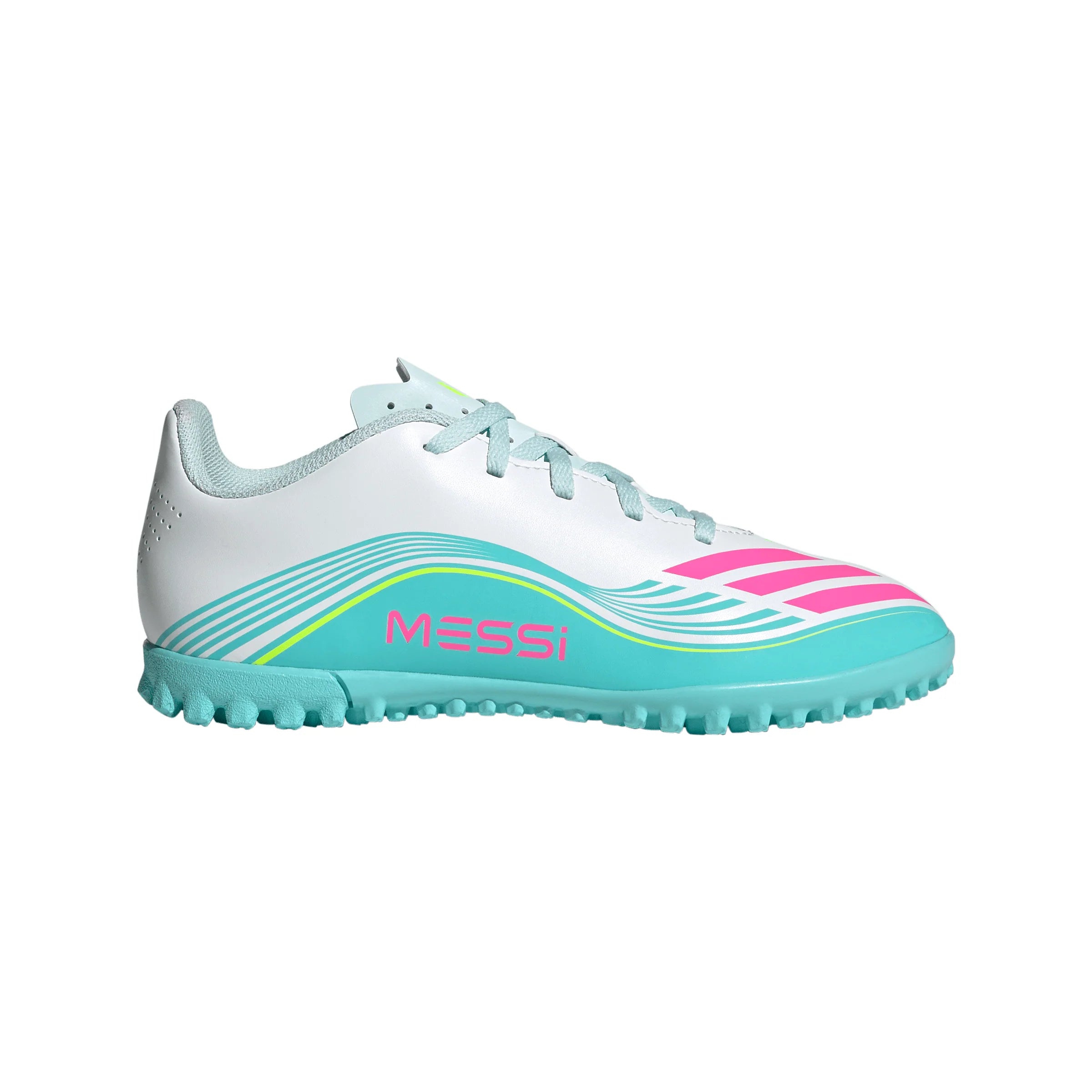 adidas F50 Messi Club TF Turf Youth Soccer Cleats White Pink Aqua