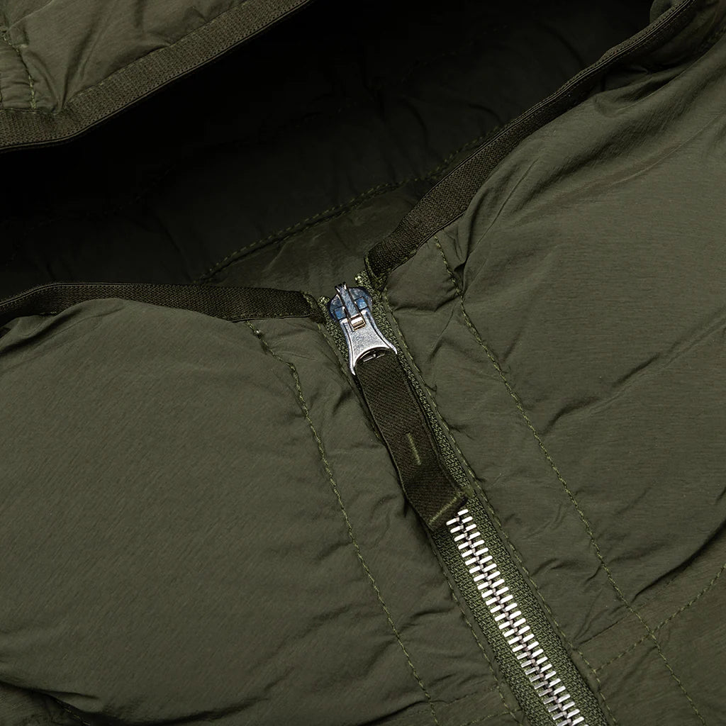Real Feather Hooded Jacket Olive
