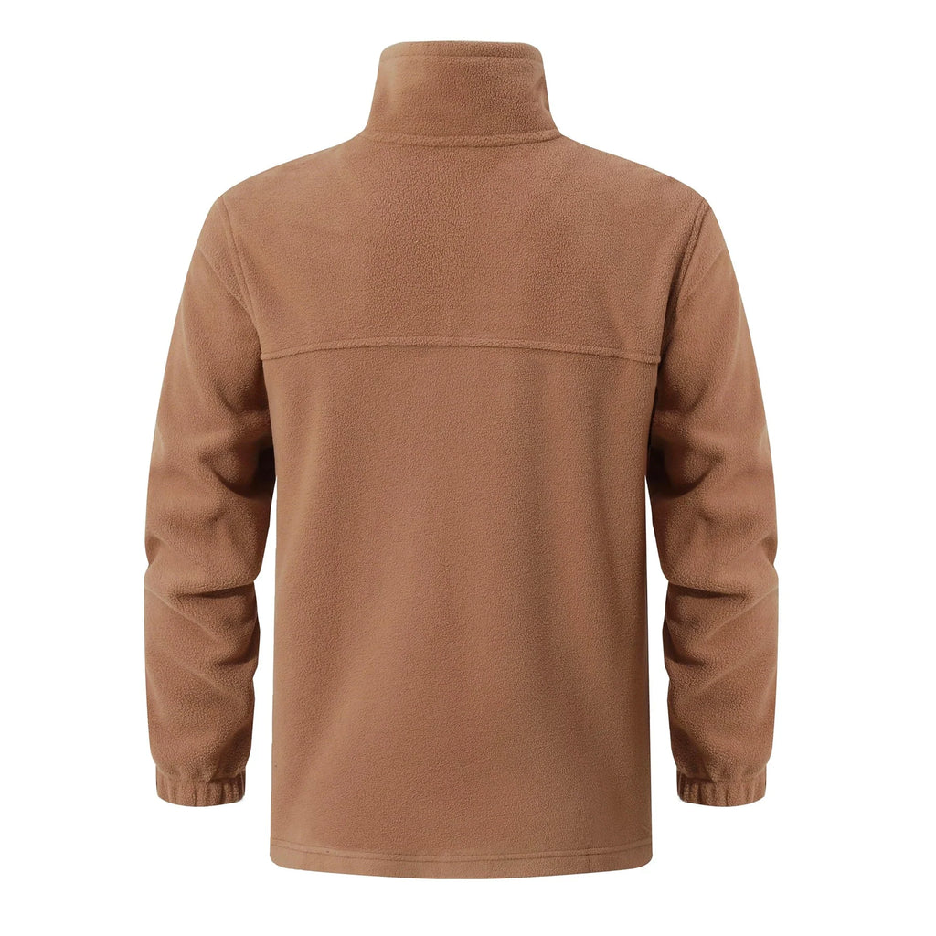 Mens Fleece Full Zip Brown Jacket