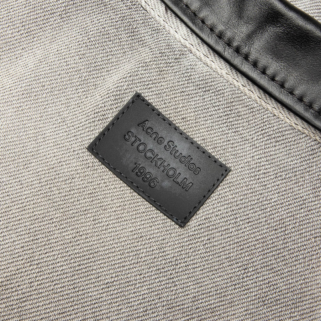 Faded Denim Bomber Jacket White Black