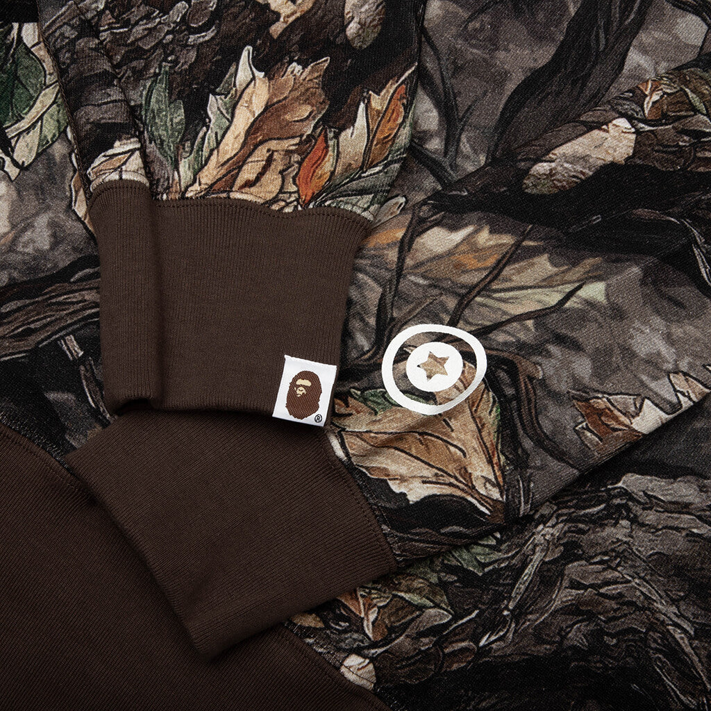 Tree Edge Camo Shark Relaxed Fit Full Zip Hoodie Brown