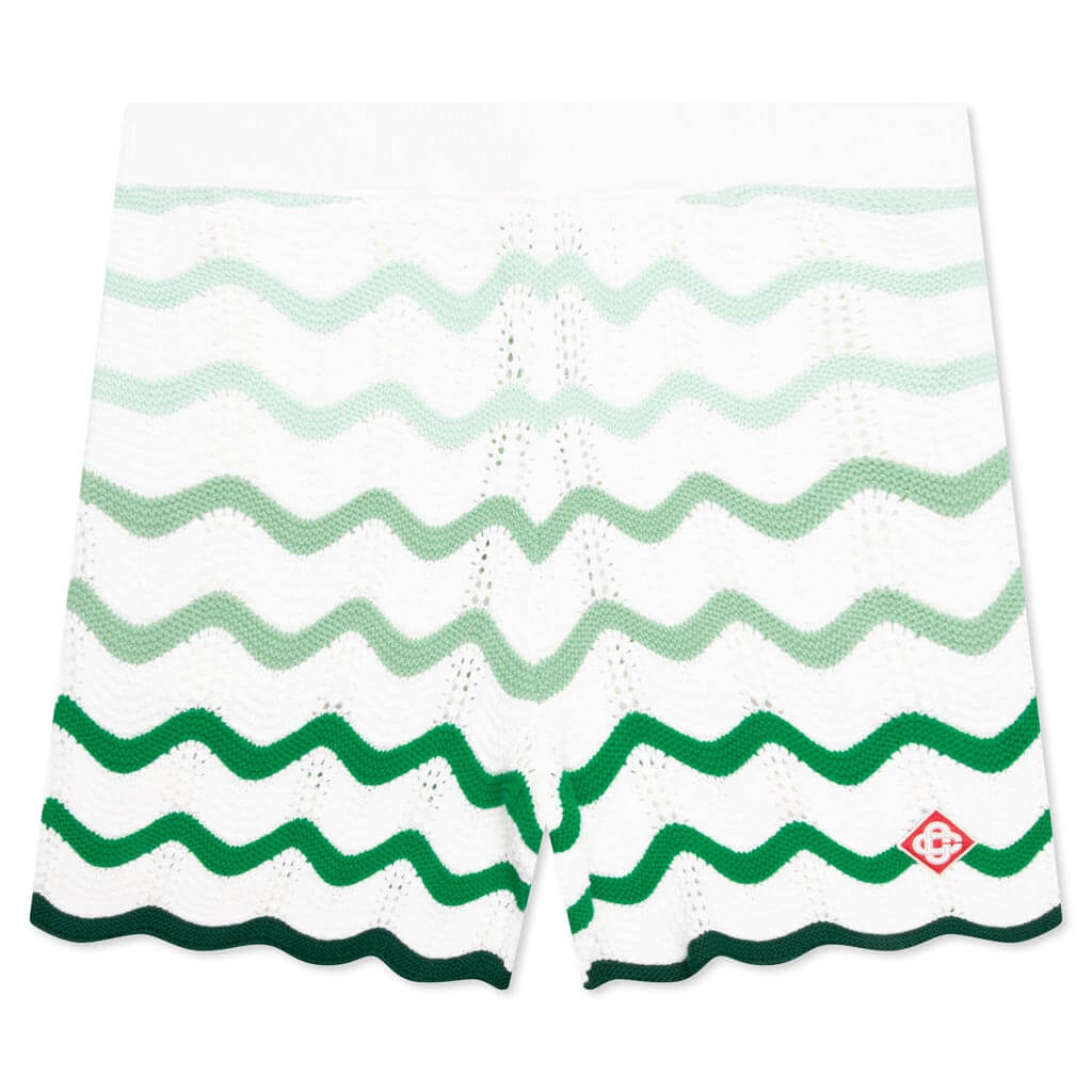 Gradient Wave Texture Shorts Green White