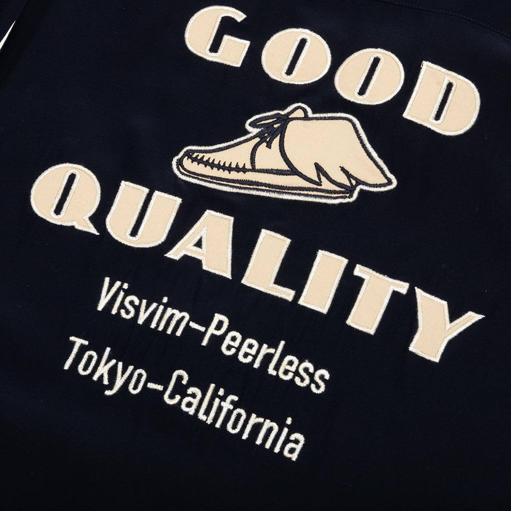 Hacking Short Sleeve Silk Navy