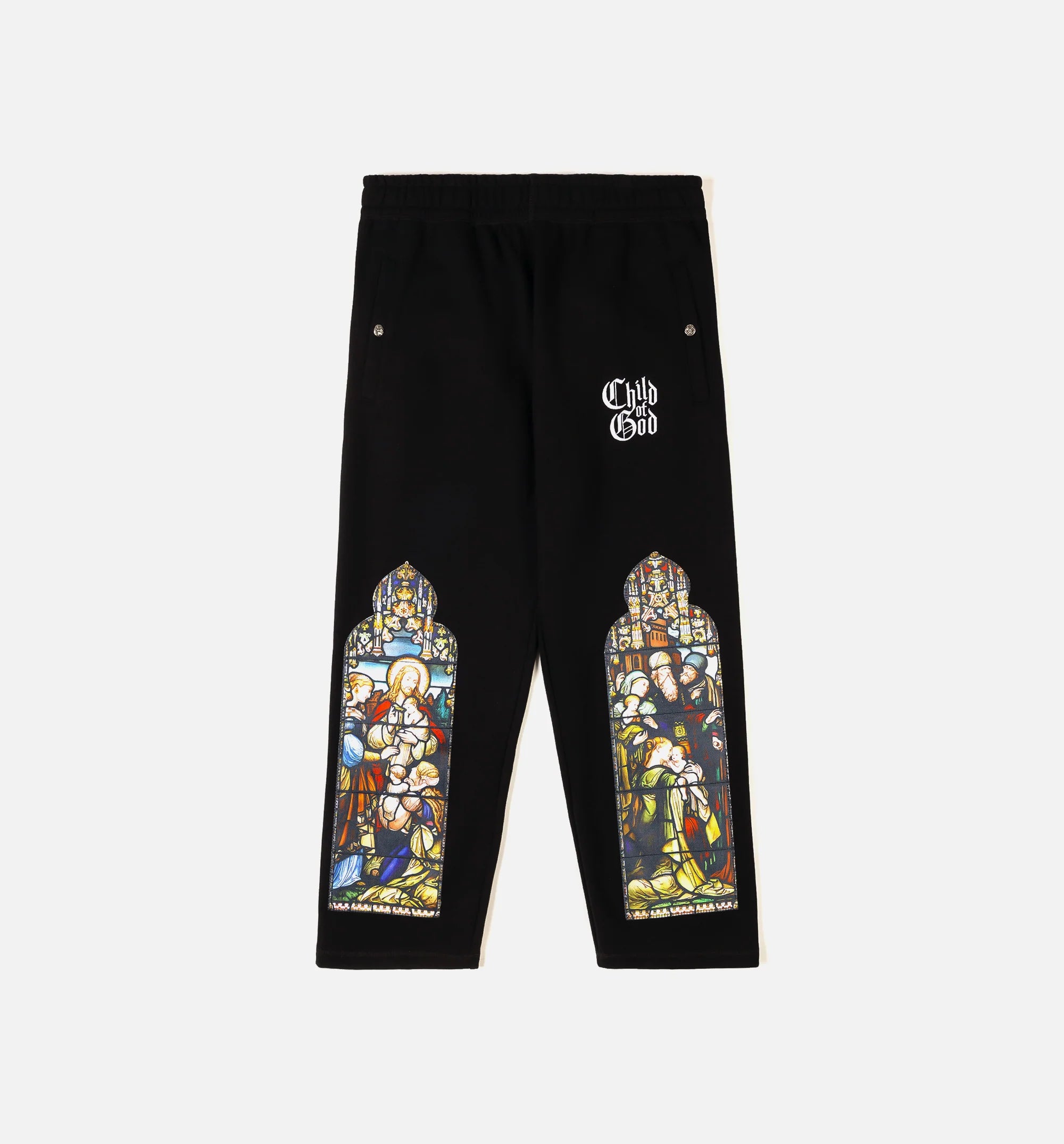 Biblical All Over Print Washed Fleece Mens Sweatpants Black White