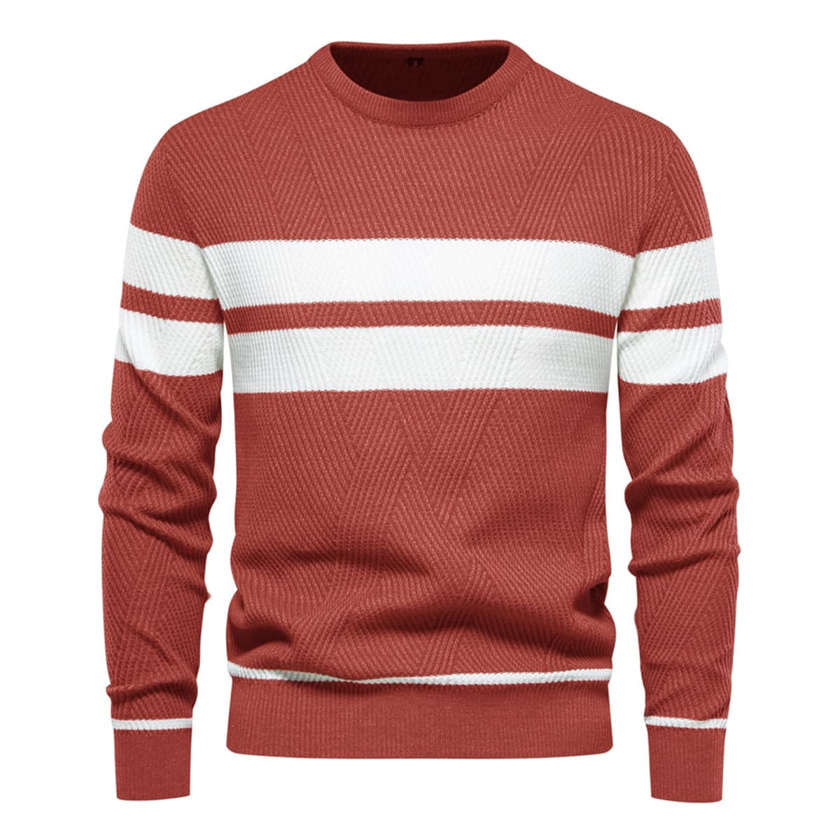 Mens Crew Neck Pullover Striped Sweater