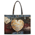 Logo Shoulder Trompe loeil Tote Bag Blue Black