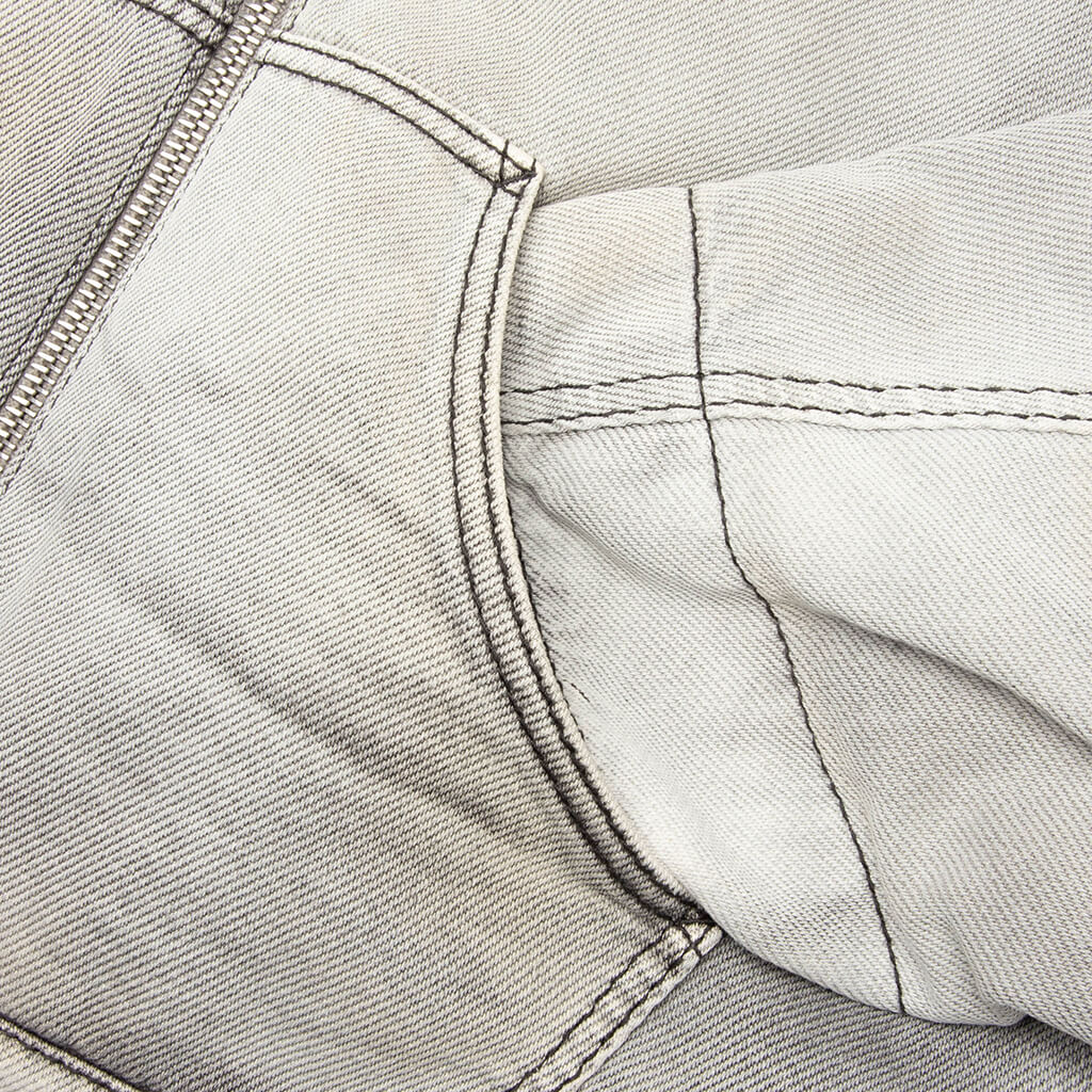 Faded Denim Bomber Jacket White Black