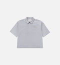 Textured Knit Quarter Zip Mens Short Sleeve Shirt Grey