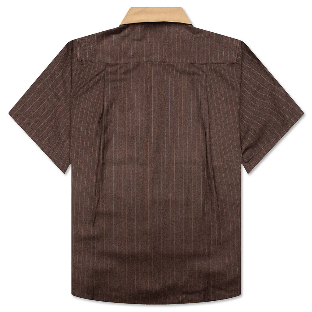Twill Stripe Mechanic Shirt Brown Tan