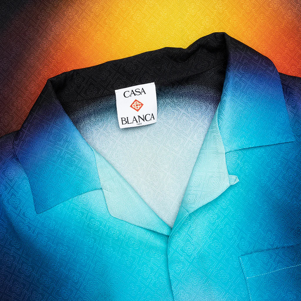 Short Sleeve Cuban Collar Shirt Gradient