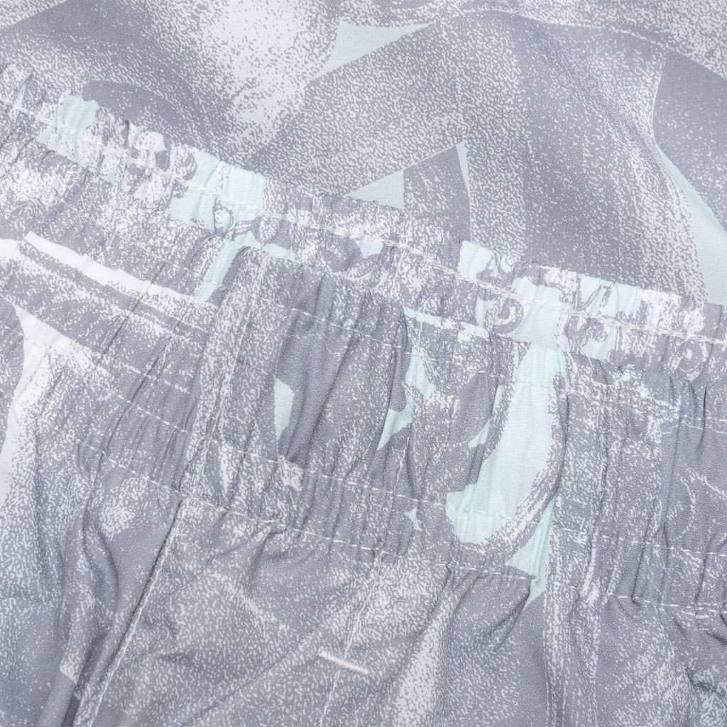 Linen Bermuda Swim Shorts with Hubert Objects Print Prussian Blue Grey