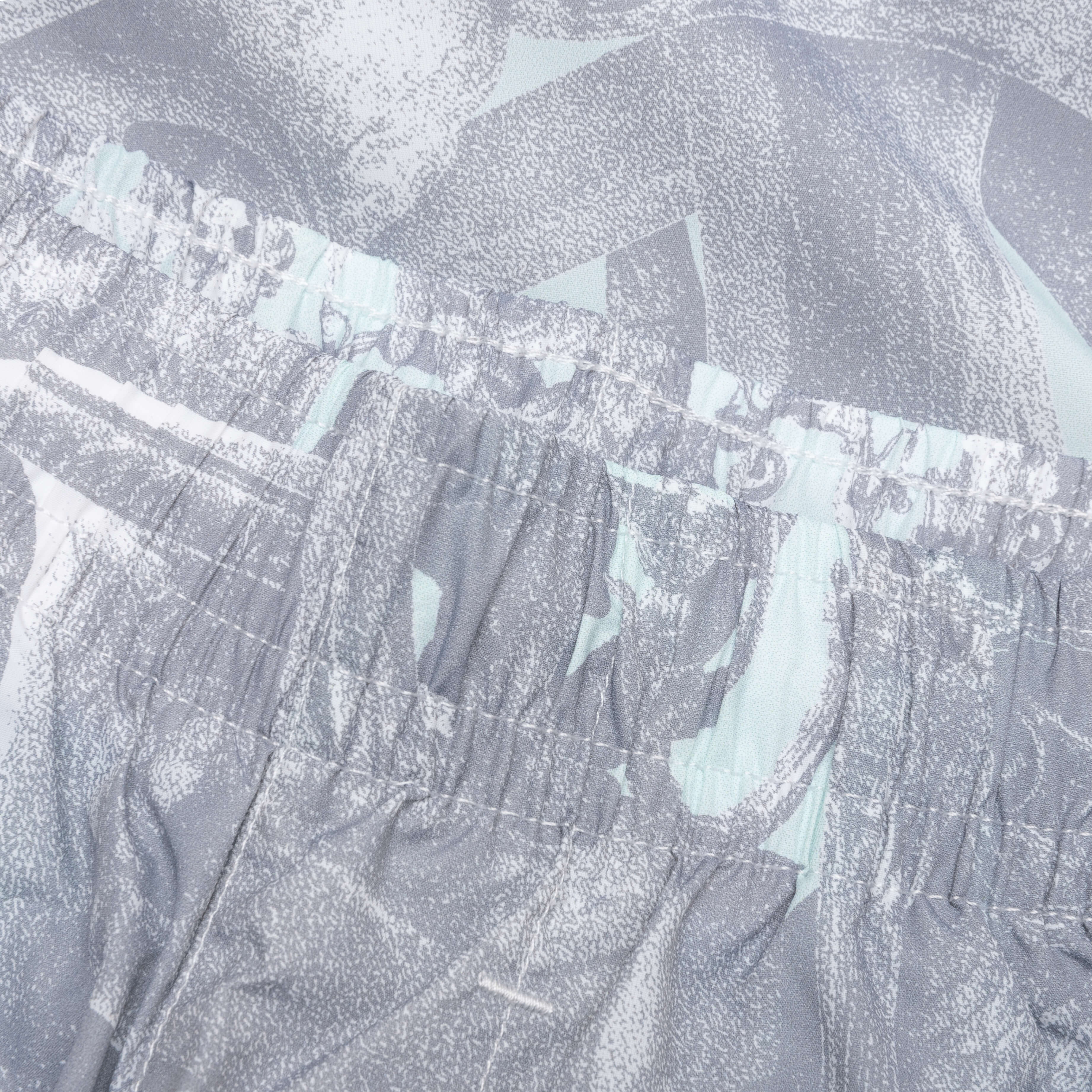 Linen Bermuda Swim Shorts with Hubert Objects Print Prussian Blue Grey