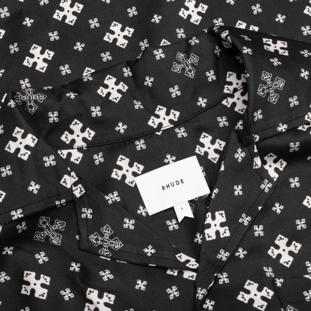Cross Bandana Rayon Shirt Black White