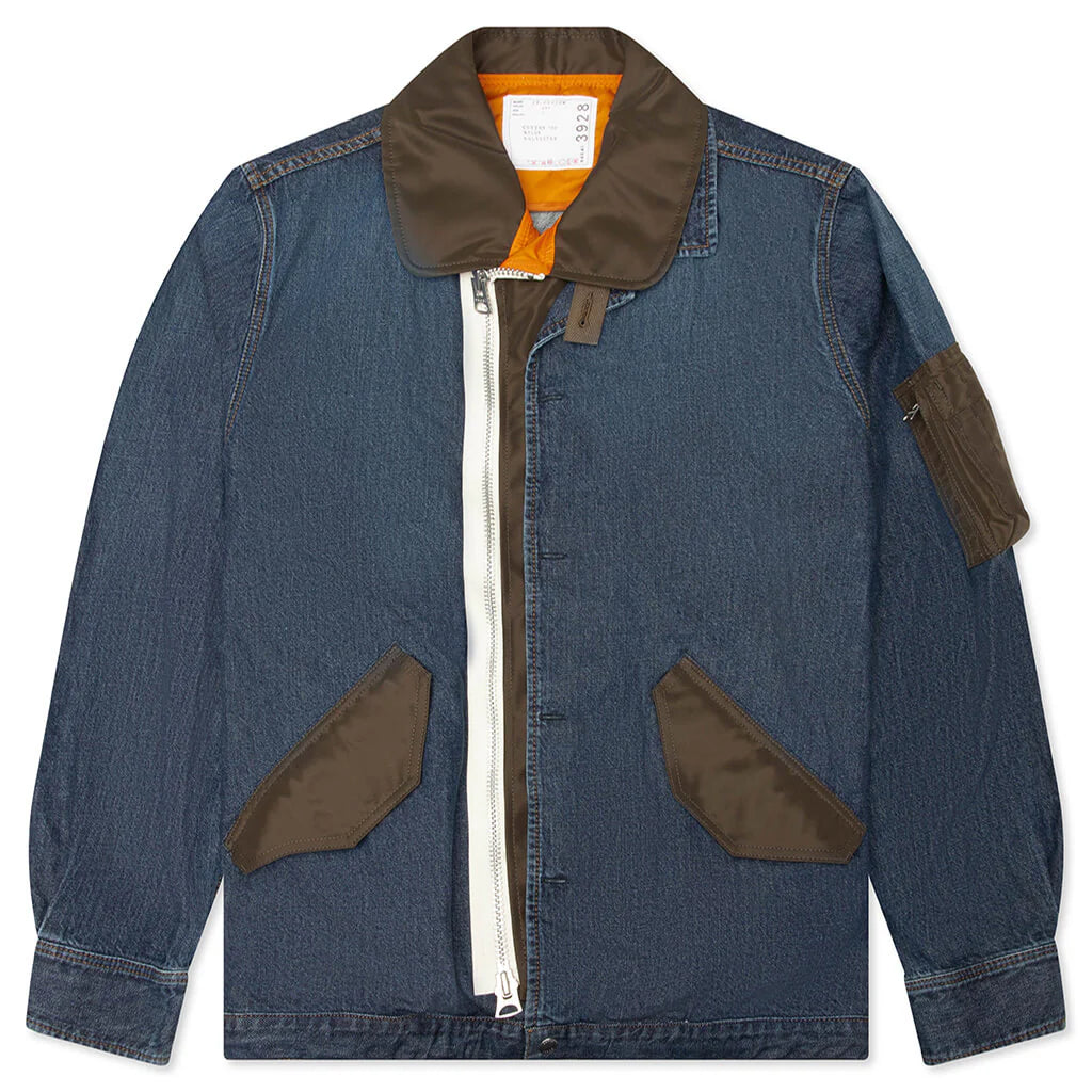 Denim x Nylon Twill Blouson Blue