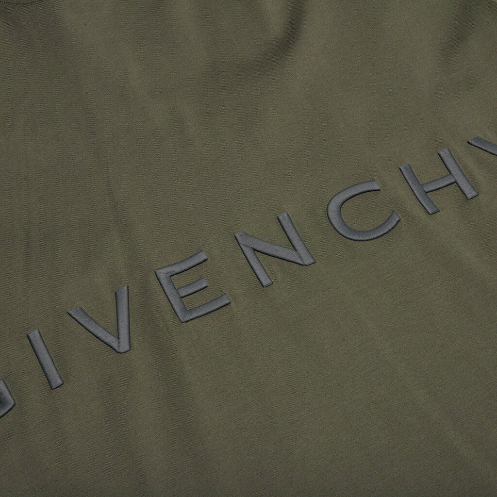 Oversized Fit Givenchy Embroidery T Shirt Greyish Green