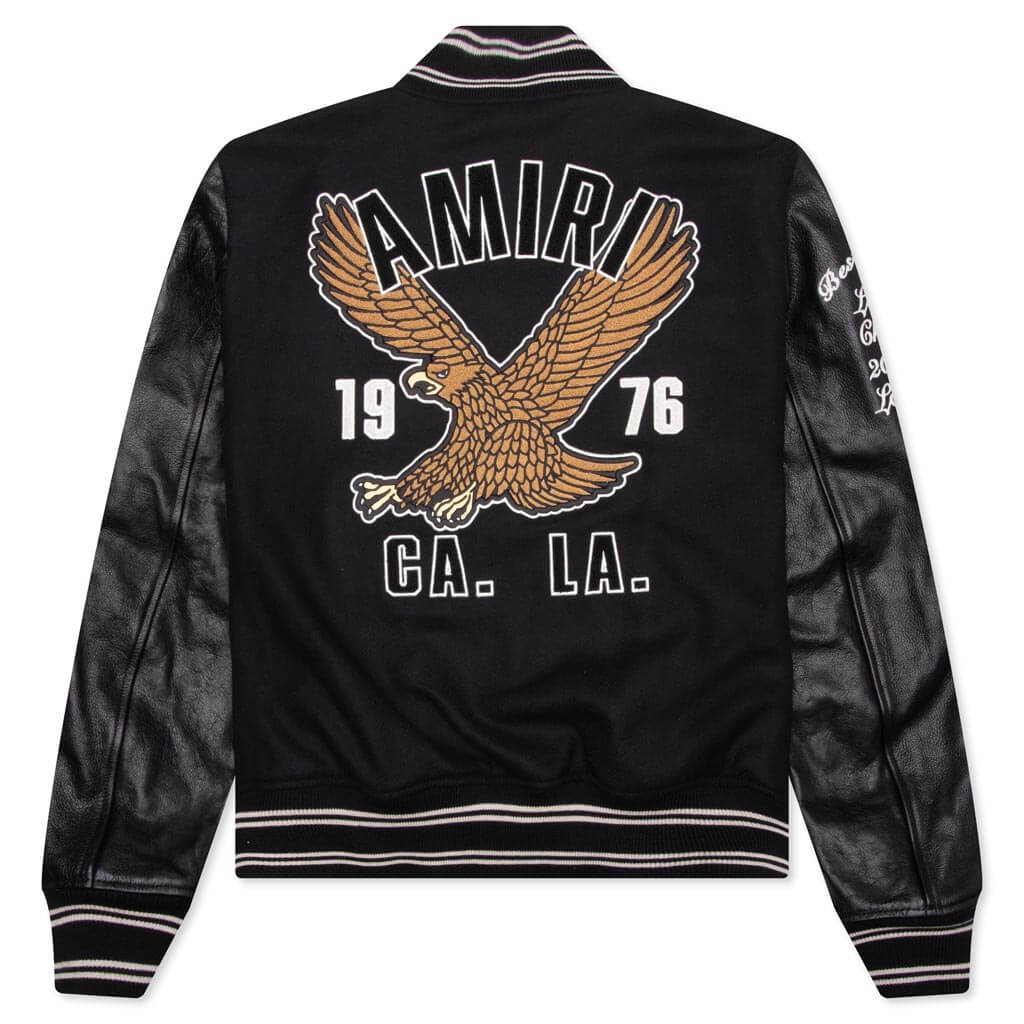 Oversized Eagle Varsity Jacket Black