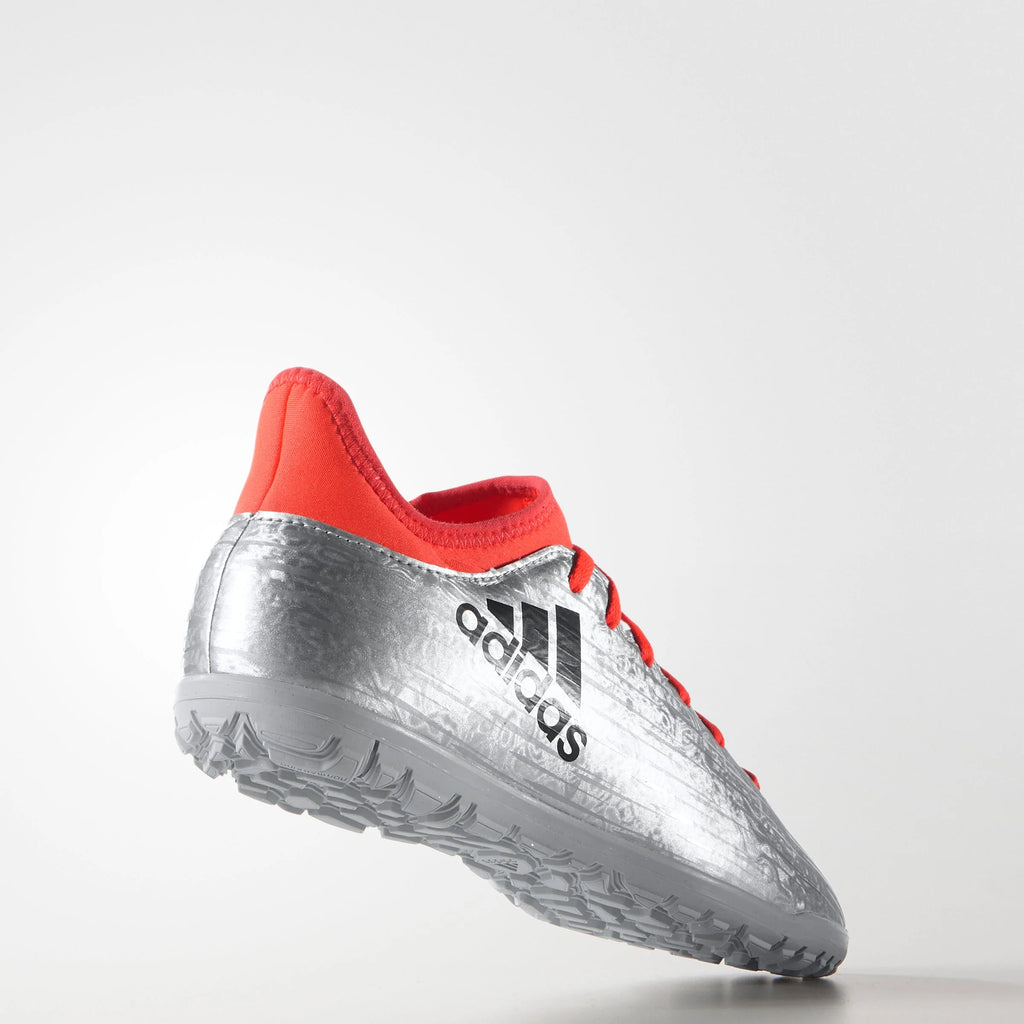 adidas X 163 TF Turf Youth Soccer Cleats Silver Metallic Black Solar Red