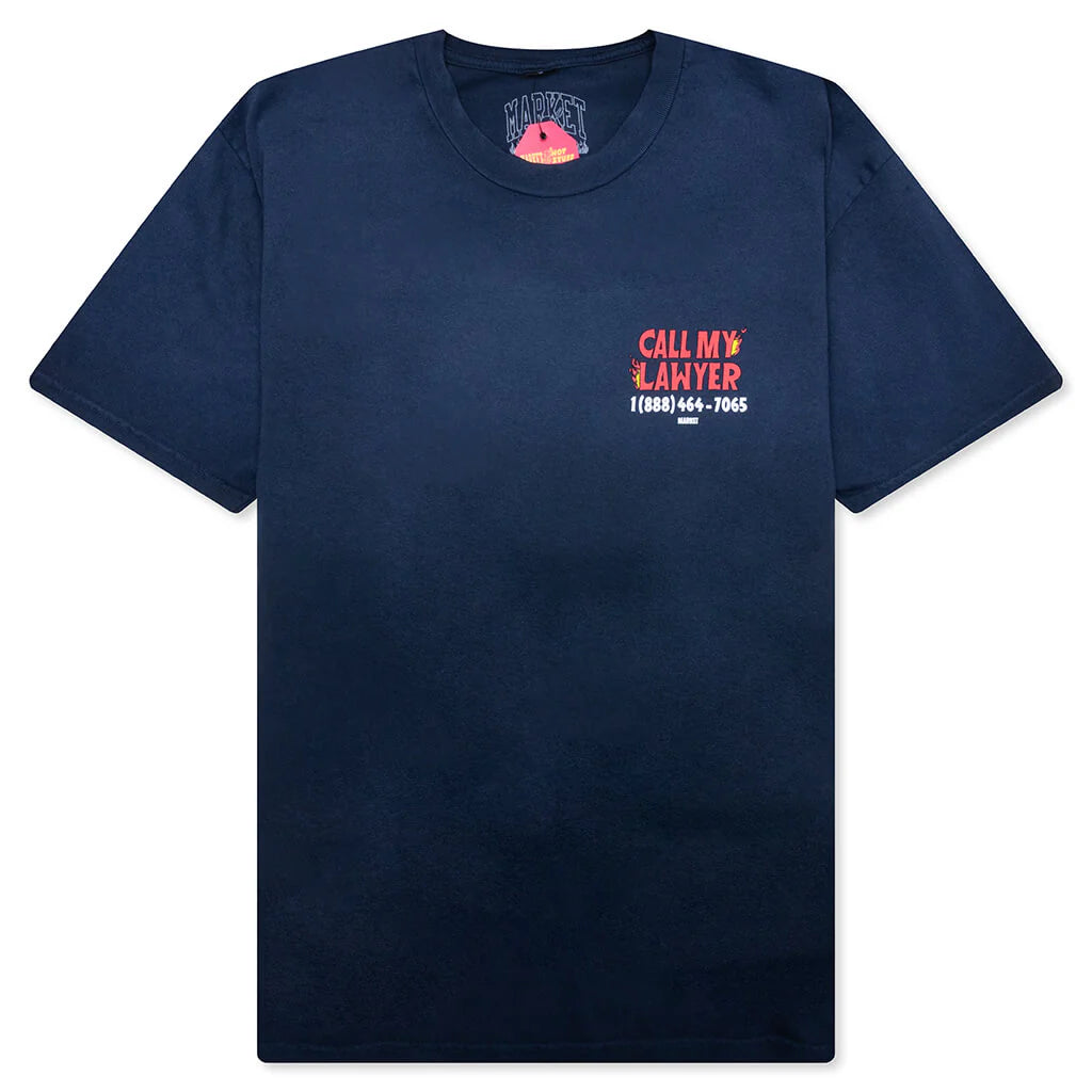 Market x Hot Stuff Call My Lawyer S S T Shirt Washed Blue
