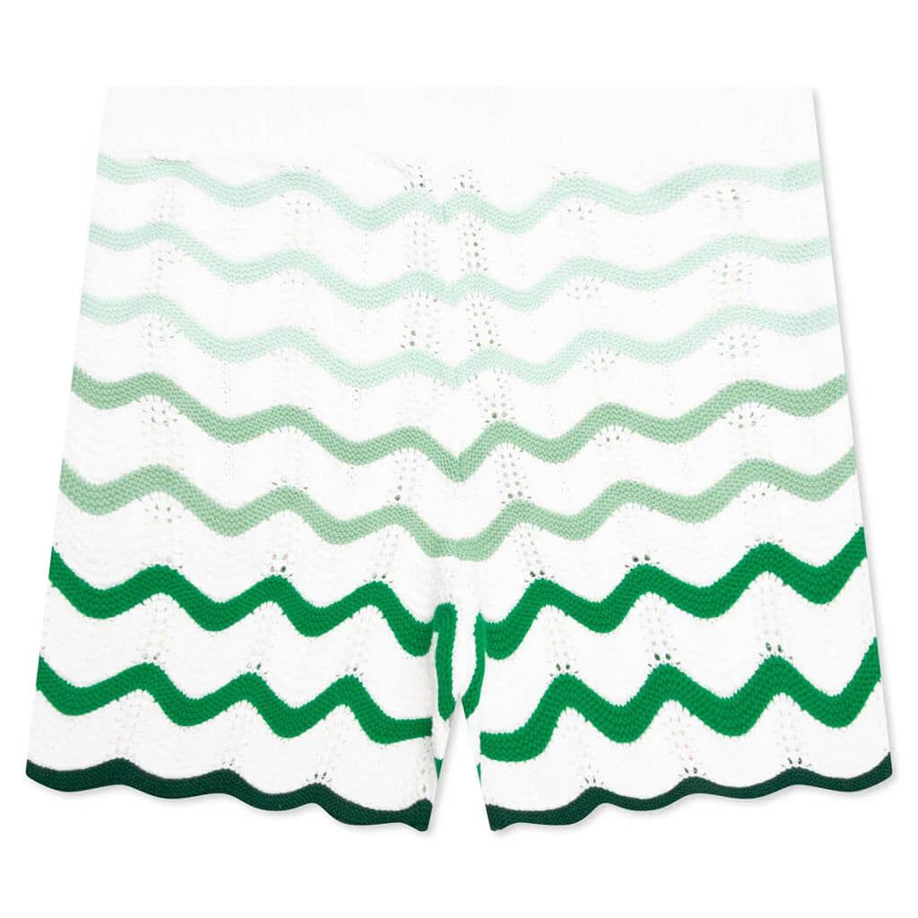 Gradient Wave Texture Shorts Green White