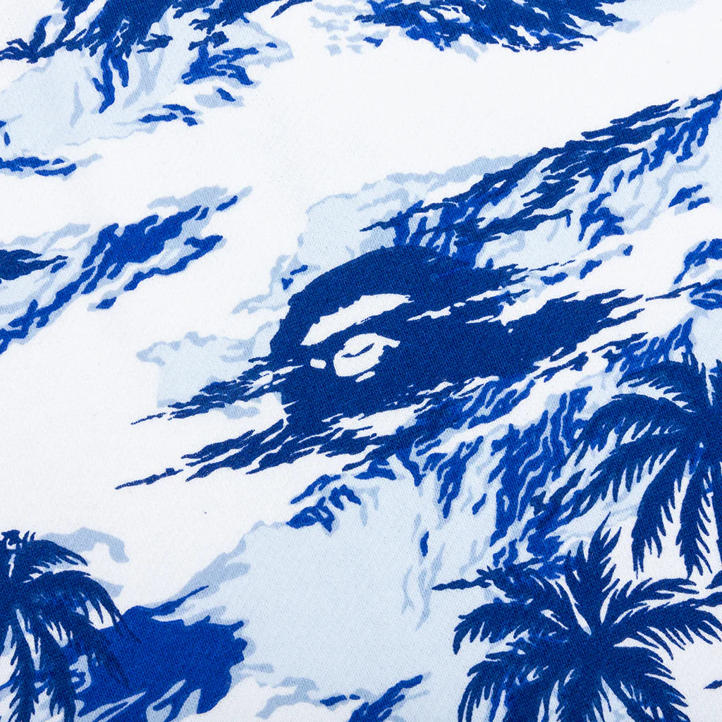 Palm Tree Camo Relaxed Fit Shark Full Zip Hoodie Blue