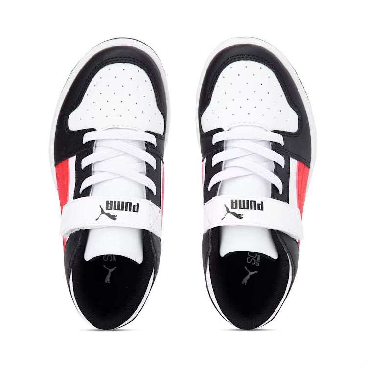 PUMA Rebound Layup Lo Little Kids Shoes White High Risk Red Black