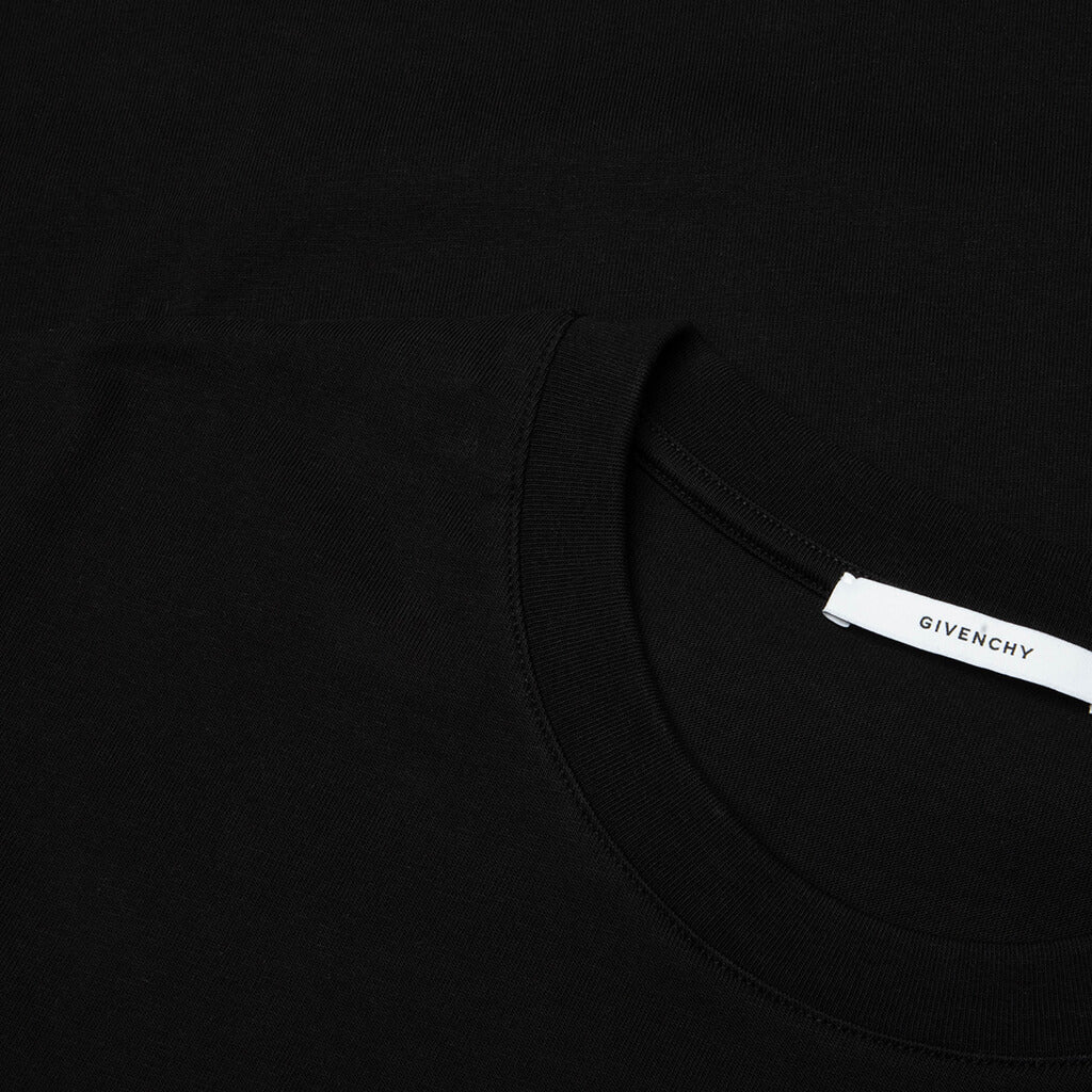 Patch Silk T Shirt Black White