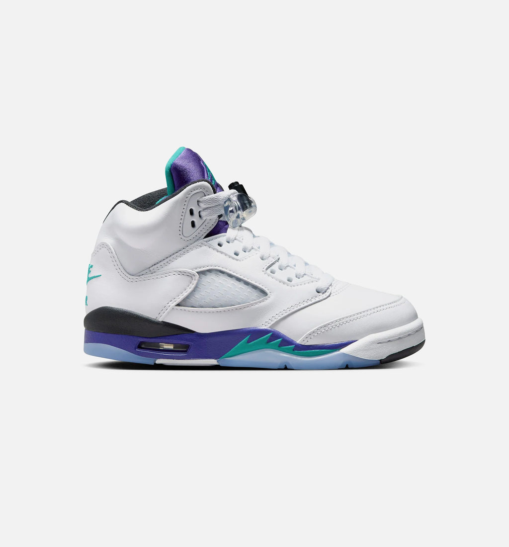 Air Jordan 5 Retro Grape Grade School Lifestyle Shoe White New Emerald Grape Ice Black