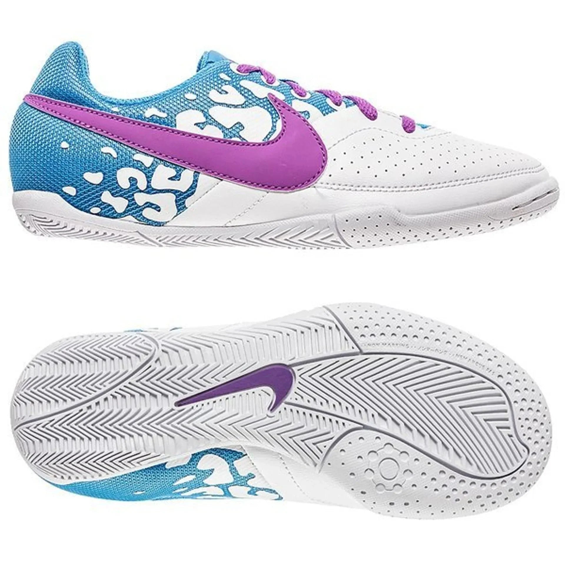 Nike JR Elastico II Indoor Soccer Shoes White Laser Purple Blue Hero
