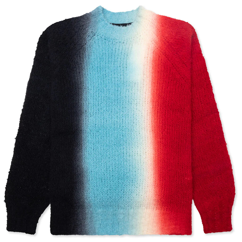 Tie Dye Knit Pullover Black Red