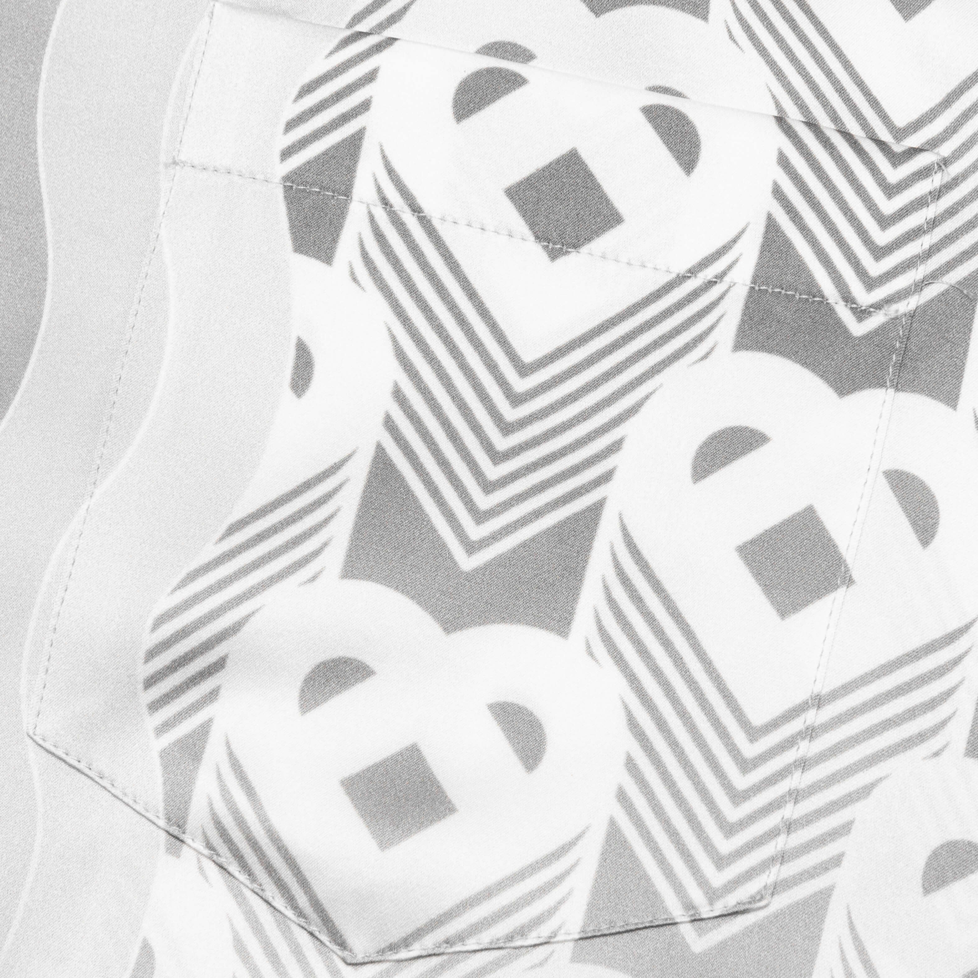 Gradient Heart Monogram S S Cuban Collar Shirt Grey