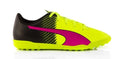 PUMA Evopower 43 Tricks TT JR Turf Youth Soccer Cleats Pink Glo Safety Yellow