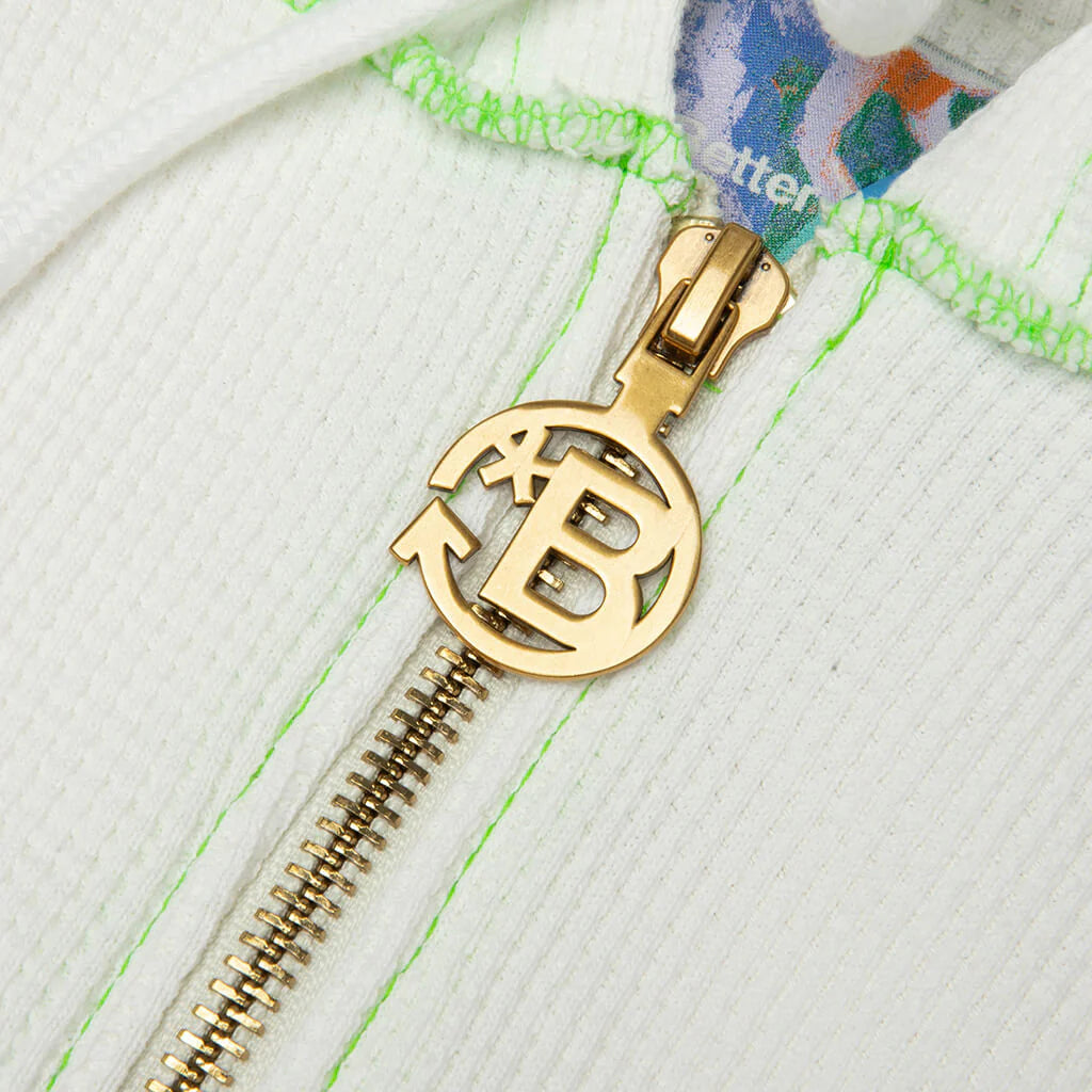 Ricky Waffle Zip Up Hoodie White
