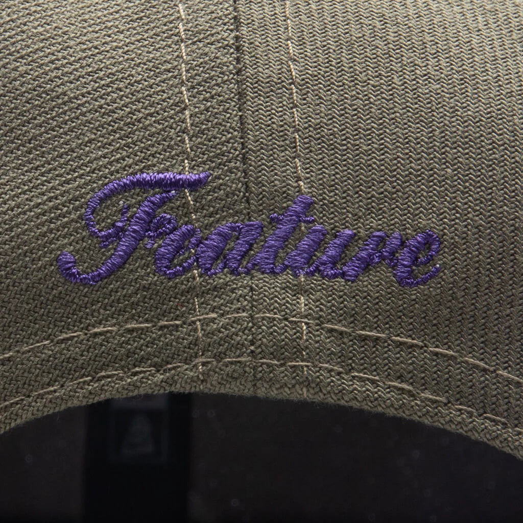 Feature x New Era Old English Scottsdale Snapback Olive Purple