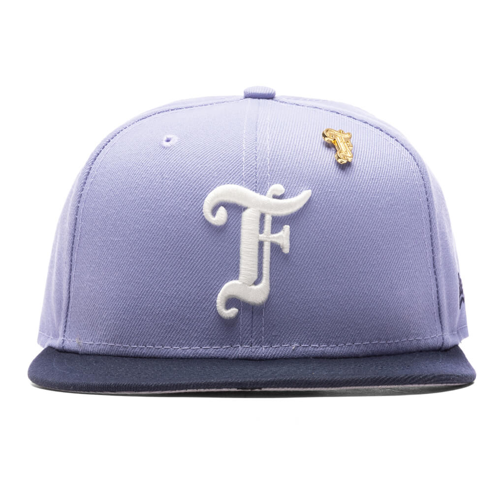 Feature x New Era Old English F Snapback Hat w Pin Lavender Night Shift Navy