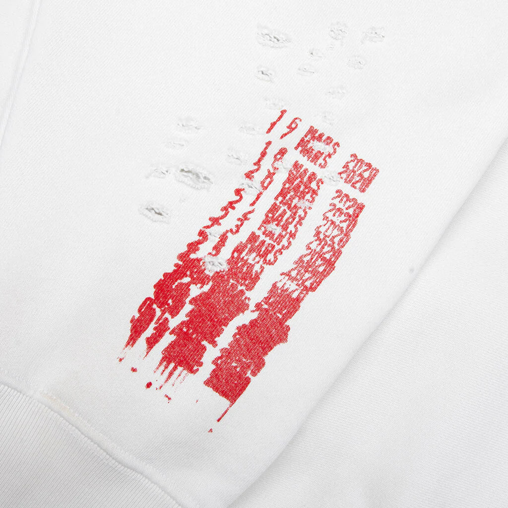 Stamp Zip Up Hoodie Vintage White