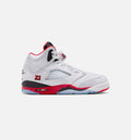 Air Jordan 5 Retro Fire Red Grade School Lifestyle Shoe White Fire Red Black