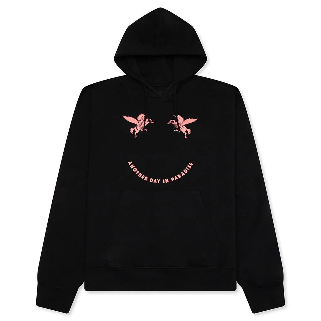 Fleece Hoodie With Unicorns Embroidery Black