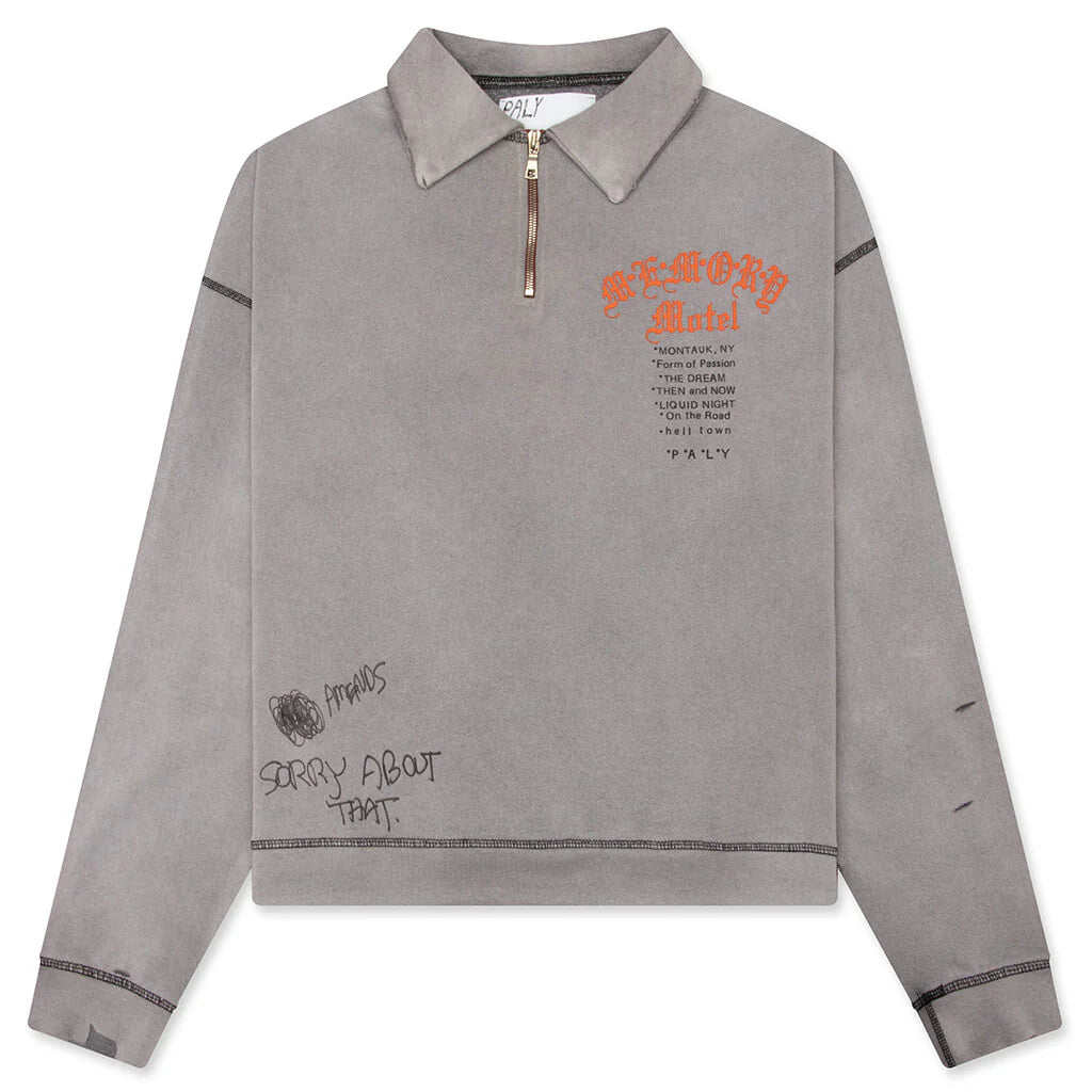 Sorry Bout That 1 4 Zip Crewneck Gray