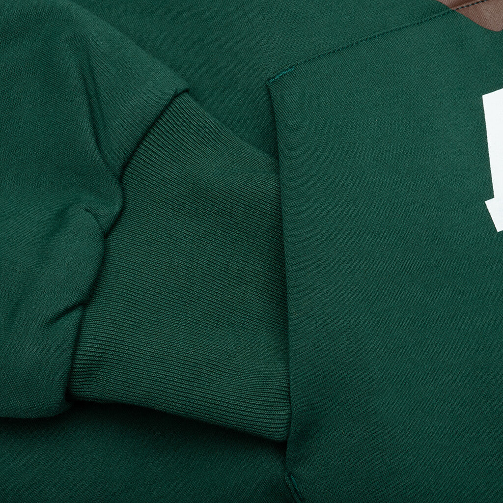 College Puffy Relaxed Fit Pullover Hoodie Green