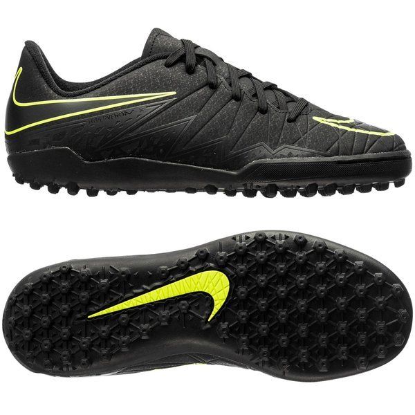 Nike Junior HyperVenom Phelon II TF Tuft Soccer Cleats Black Volt