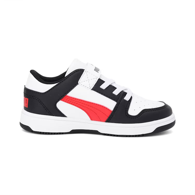 PUMA Rebound Layup Lo Little Kids Shoes White High Risk Red Black