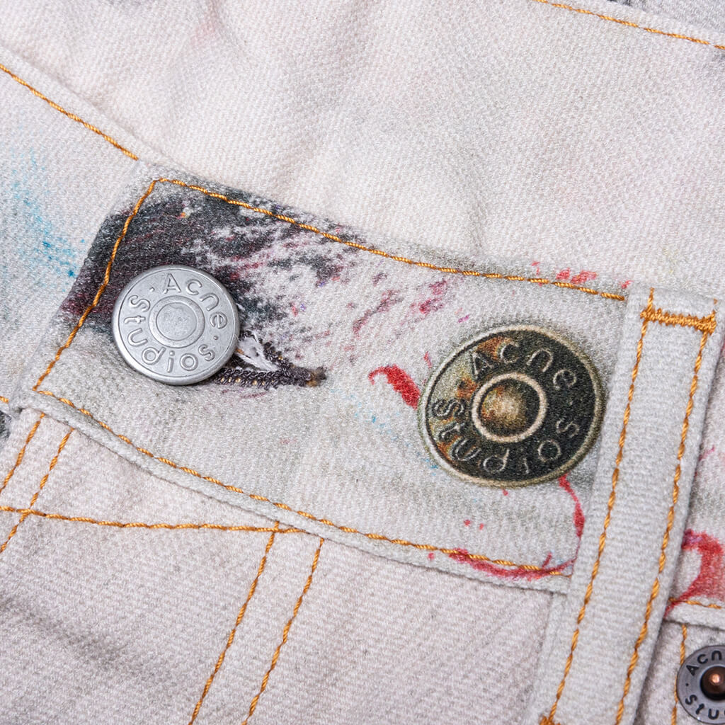 Denim Shorts White Multi