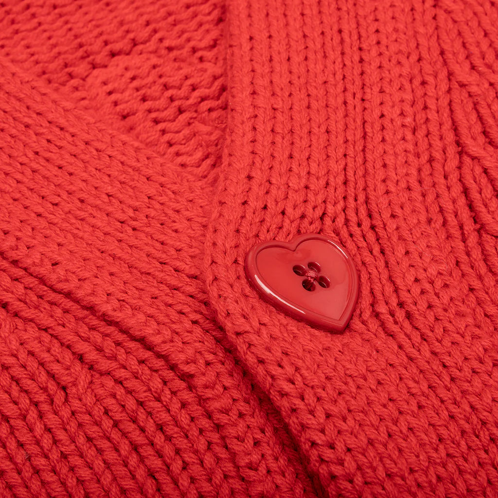 Low Gauge Knit Cardigan Red