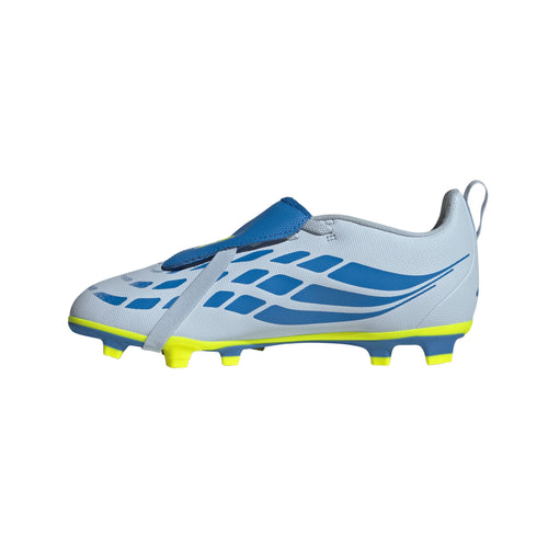 adidas Predator Club Fold Over Tongue Elastic Laces FG MG Firm Ground Multi Ground Youth Soccer Cleats Sky Blue Yellow