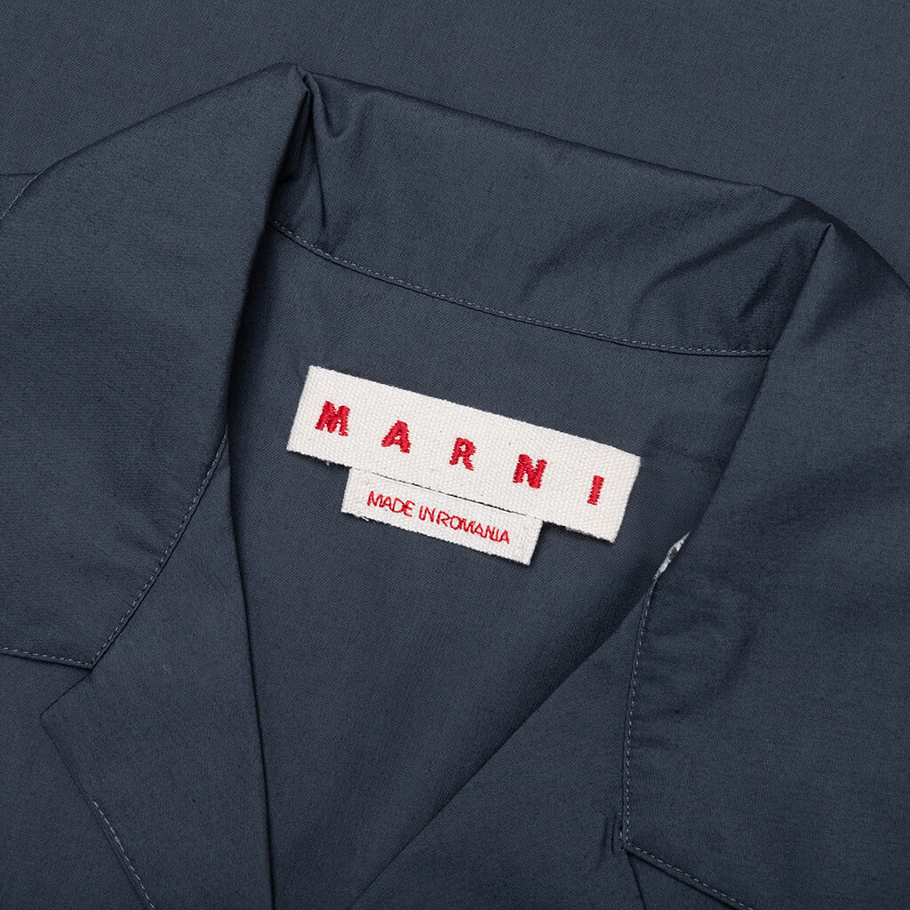 Organic Hidden Logo Poplin Cotton Shirt Dark Ash